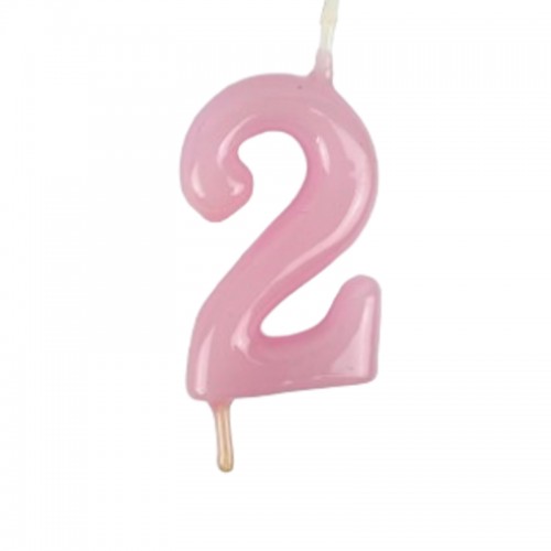 Vela Número 2 Rosa Pastel